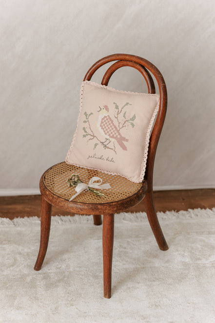 Cross Stitch Knit Pillow - Rose