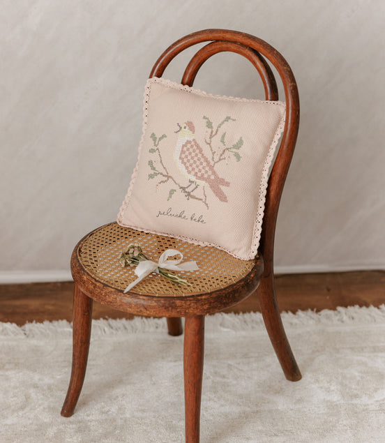 Cross Stitch Knit Pillow - Rose