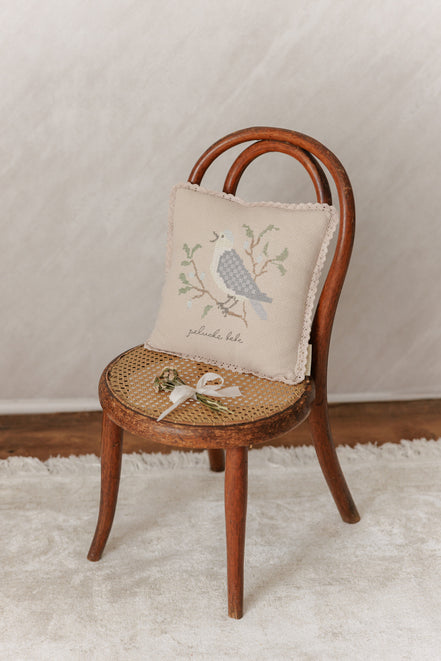 Cross Stitch Knit Pillow - Taupe