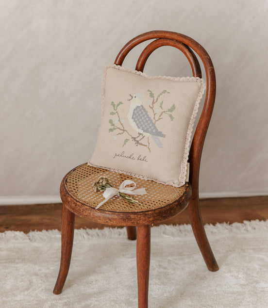 Cross Stitch Knit Pillow - Taupe