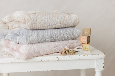 Lux Fur Blankets - Feather Rose and Natural