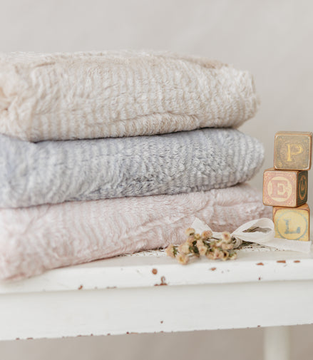 Lux Fur Blankets - Feather Rose and Natural