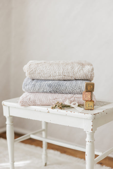 Lux Fur Blankets - Feather Powder and Natural