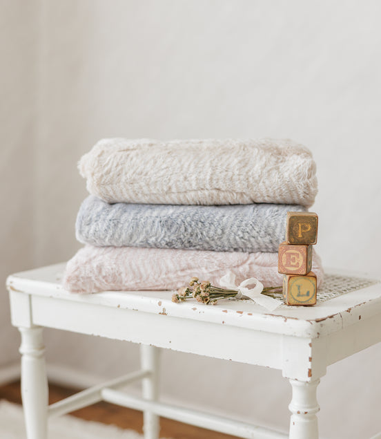 Lux Fur Blankets - Feather Powder and Natural