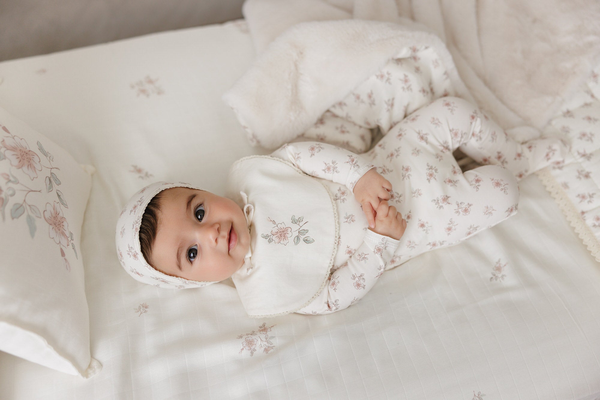 Blossom Toddler Blanket + Square Pillow - Rose