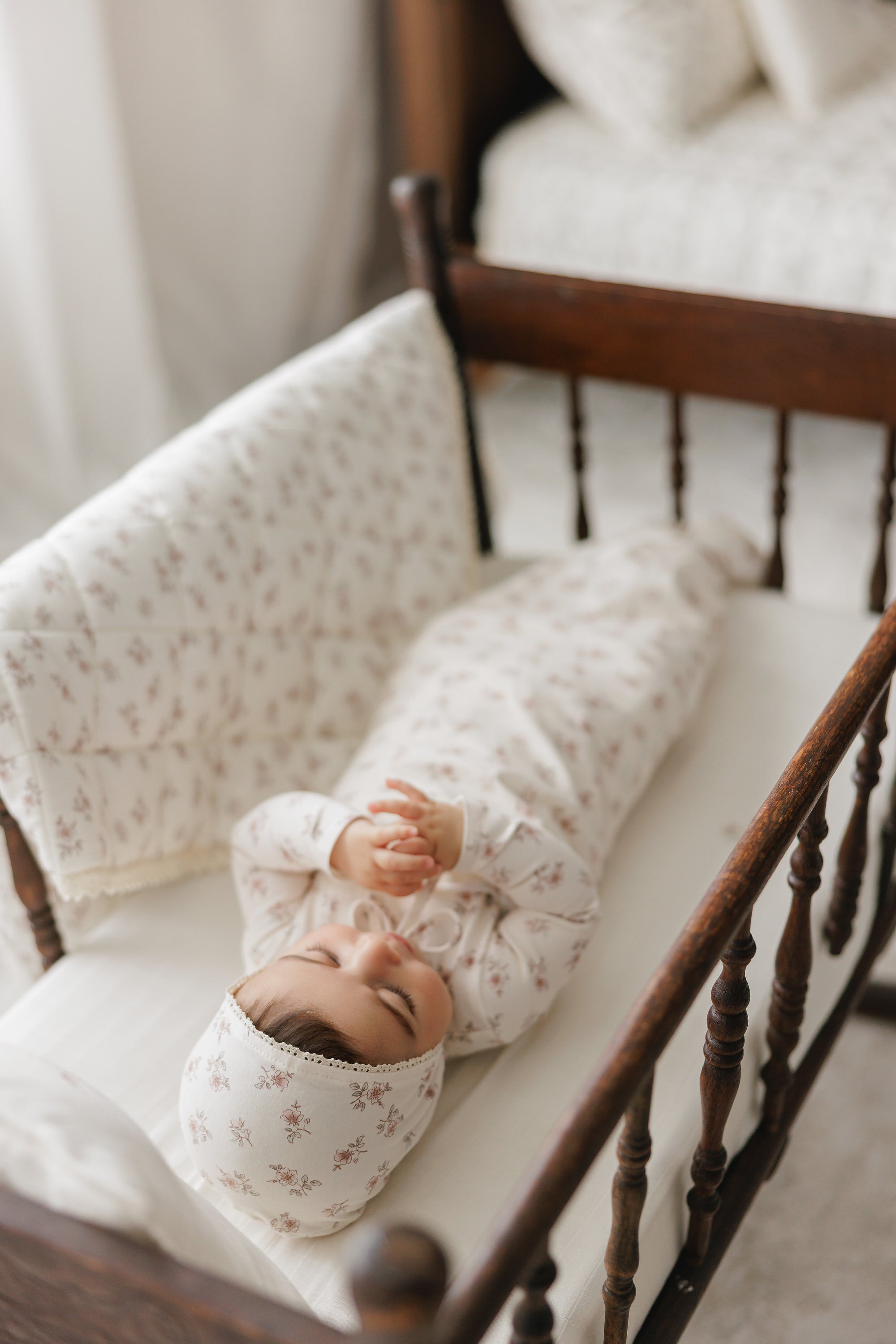 Blossom Footie + Bonnet + Swaddle - Rose