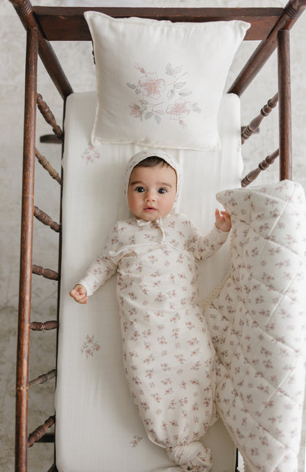 Blossom Footie + Bonnet - Rose