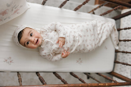 Blossom Footie + Bonnet + Swaddle - Rose