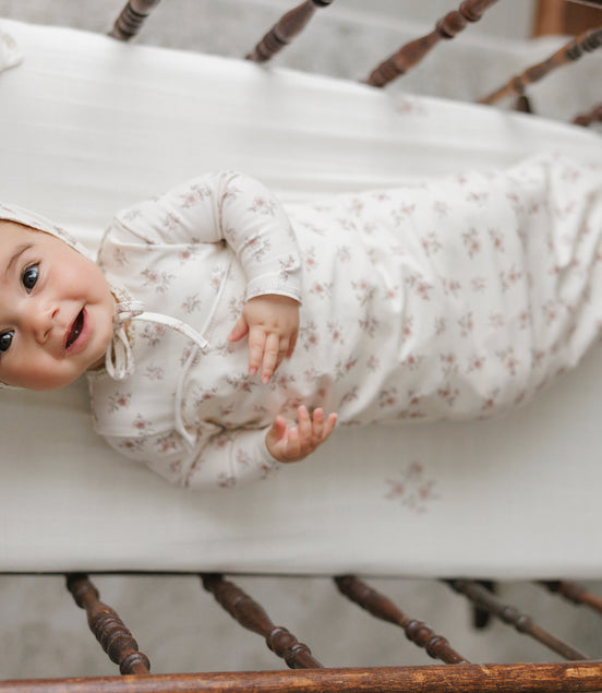 Blossom Footie + Bonnet + Swaddle - Rose