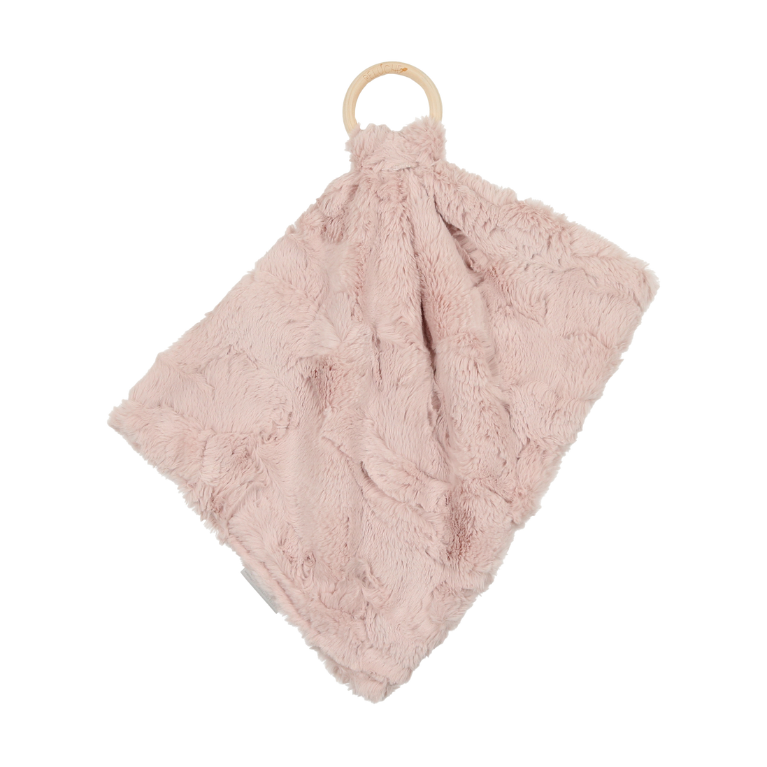 Mini Lux Fur Teethers with Wooden Ring - Icy Rose