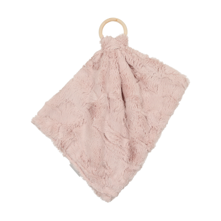Mini Lux Fur Teethers with Wooden Ring - Icy Rose