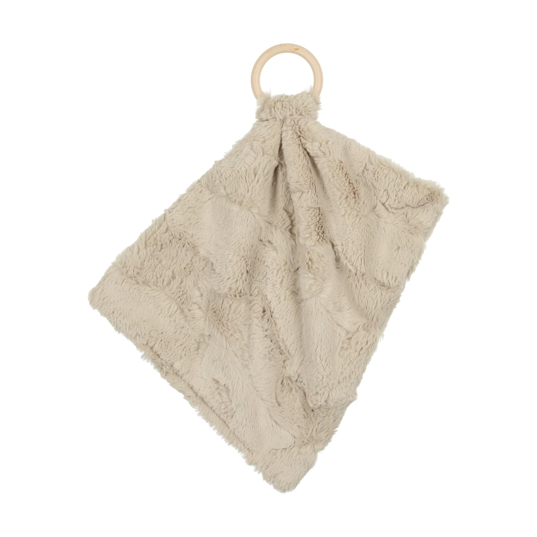 Mini Lux Fur Teethers with Wooden Ring - Champagne