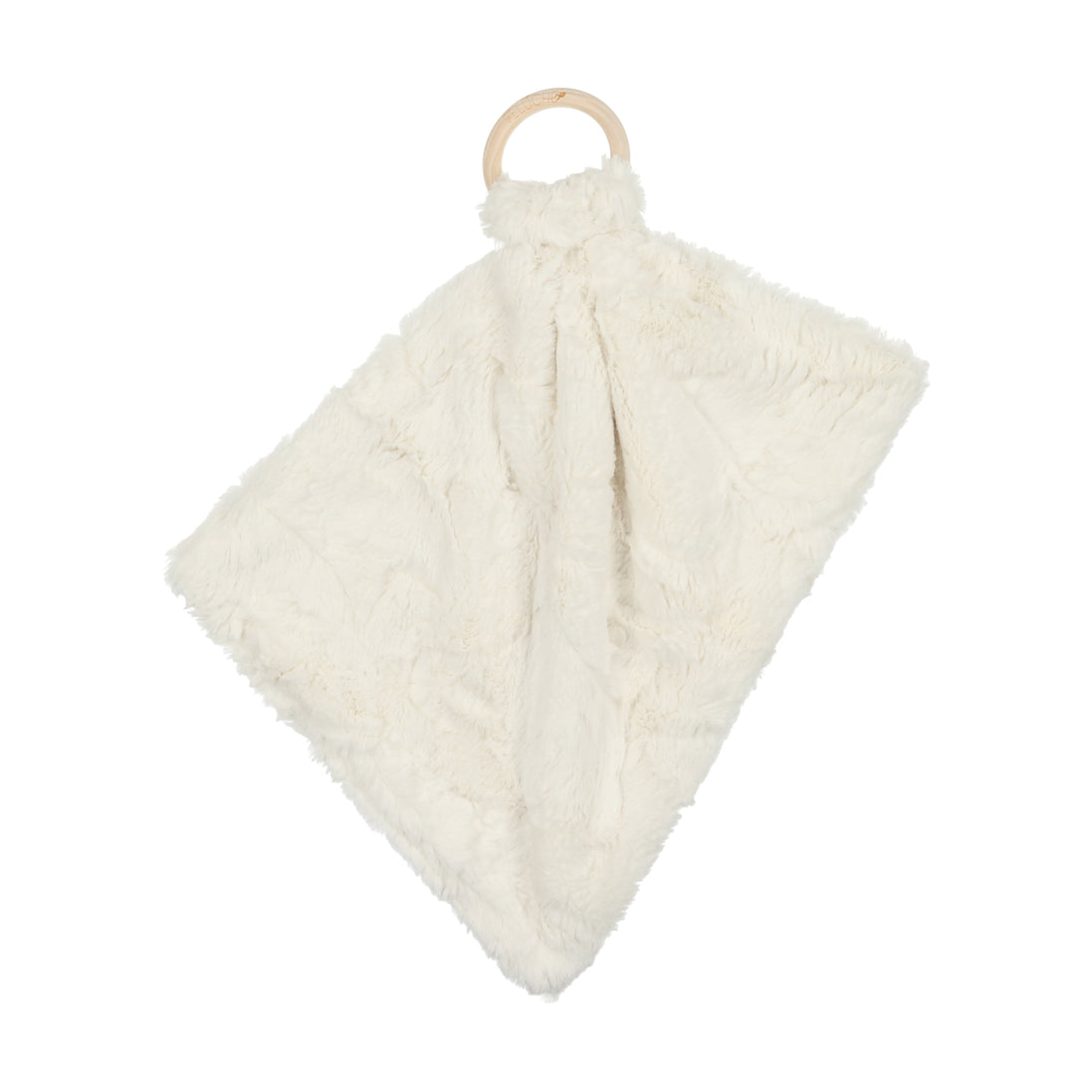 Mini Lux Fur Teethers with Wooden Ring - Natural