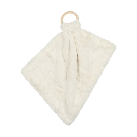 Mini Lux Fur Teethers with Wooden Ring - Natural
