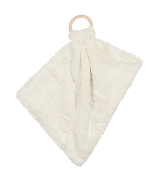 Mini Lux Fur Teethers with Wooden Ring - Natural