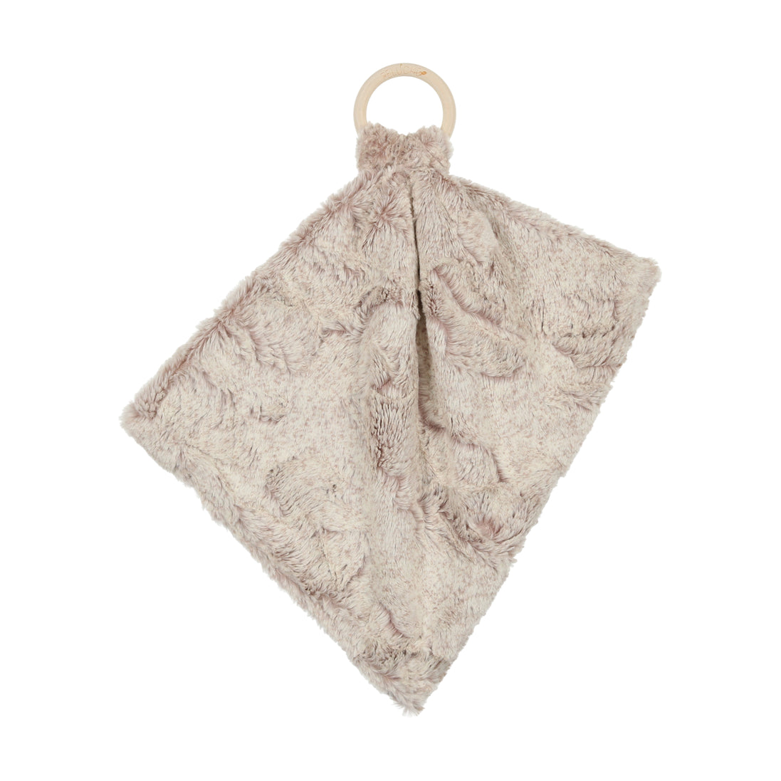 Mini Lux Fur Teethers with Wooden Ring - Oatmeal Heather