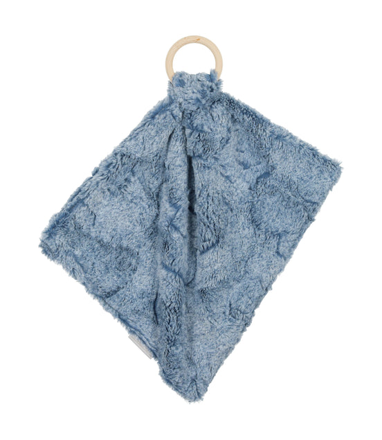 Mini Lux Fur Teethers with Wooden Ring - Bluewash Heather