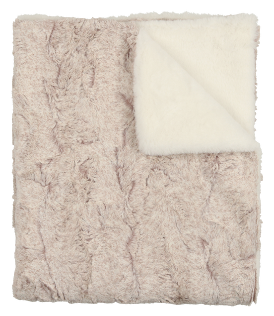 Lux Fur Blankets - Oatmeal Heather and Natural Super Fluff