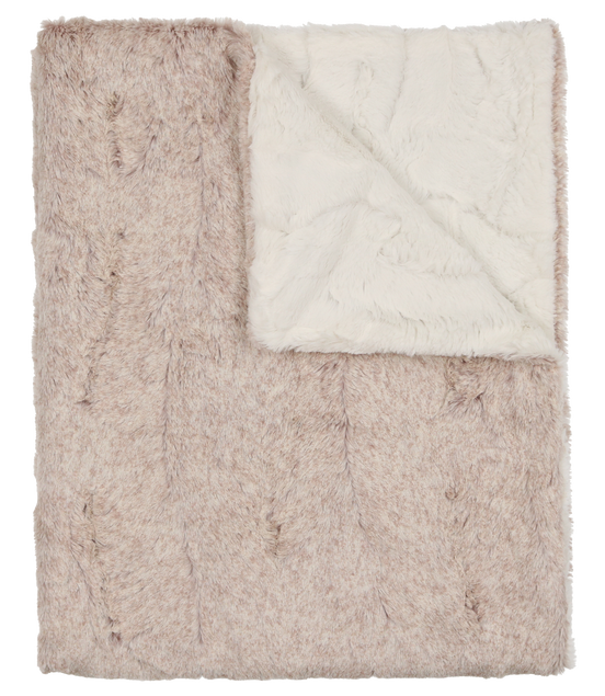 Lux Fur Blankets - Oatmeal and Natural Heather