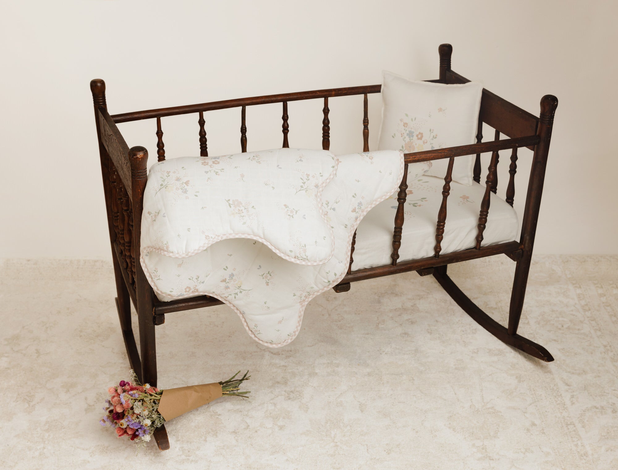 Floral Bamboo Filled Blanket + Pillow - Pink