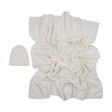 Knit Swaddle + Beanie Set - Cream