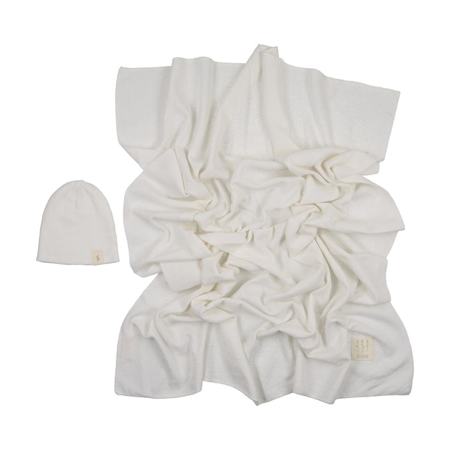 Knit Swaddle + Beanie Set - Cream