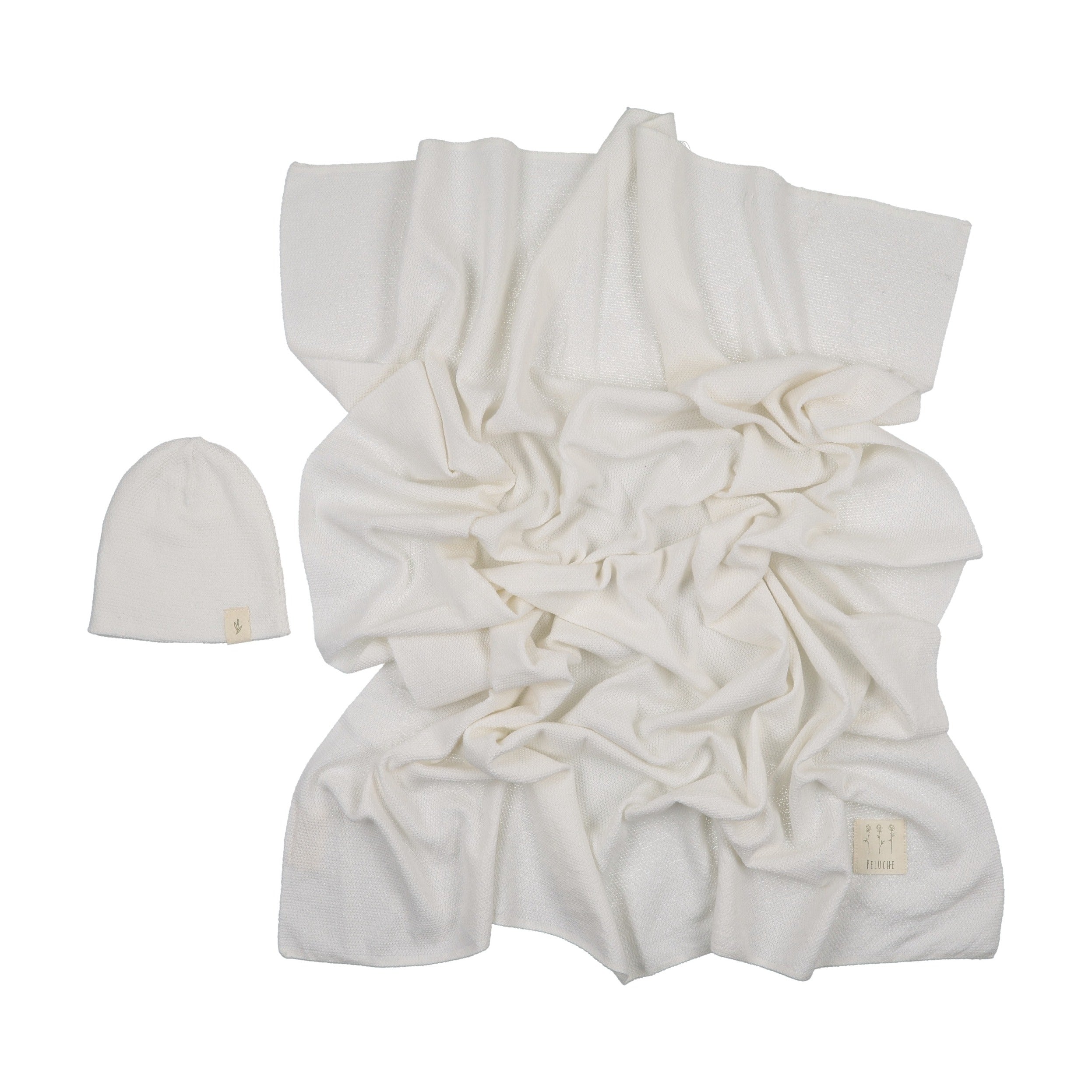 Knit Swaddle + Beanie Set - Cream