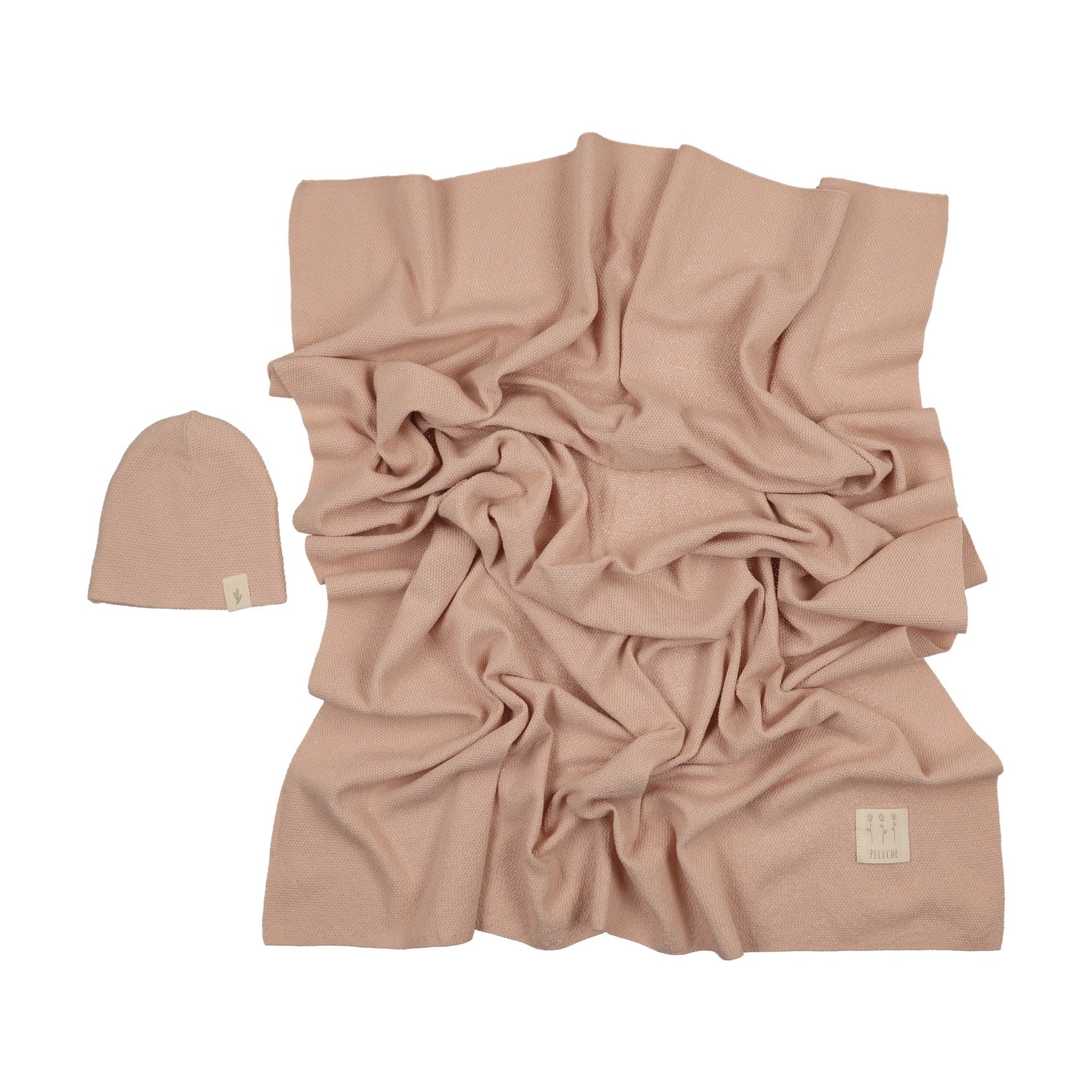 Knit Swaddle + Beanie Set - Rose