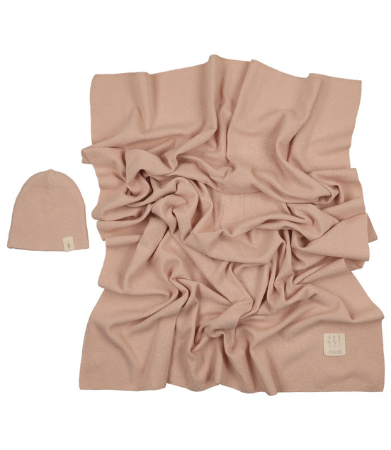 Knit Swaddle + Beanie Set - Rose