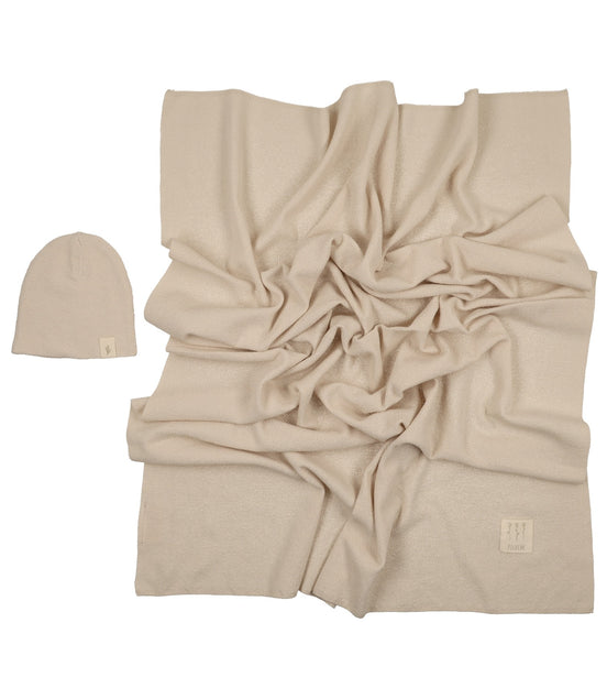 Knit Swaddle + Beanie Set - Stone