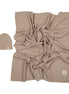 Knit Swaddle + Beanie Set - Taupe
