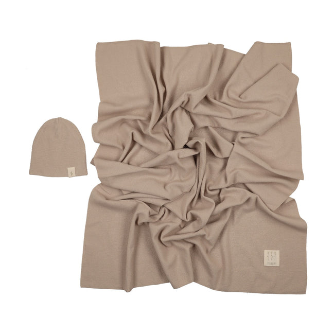 Knit Swaddle + Beanie Set - Taupe
