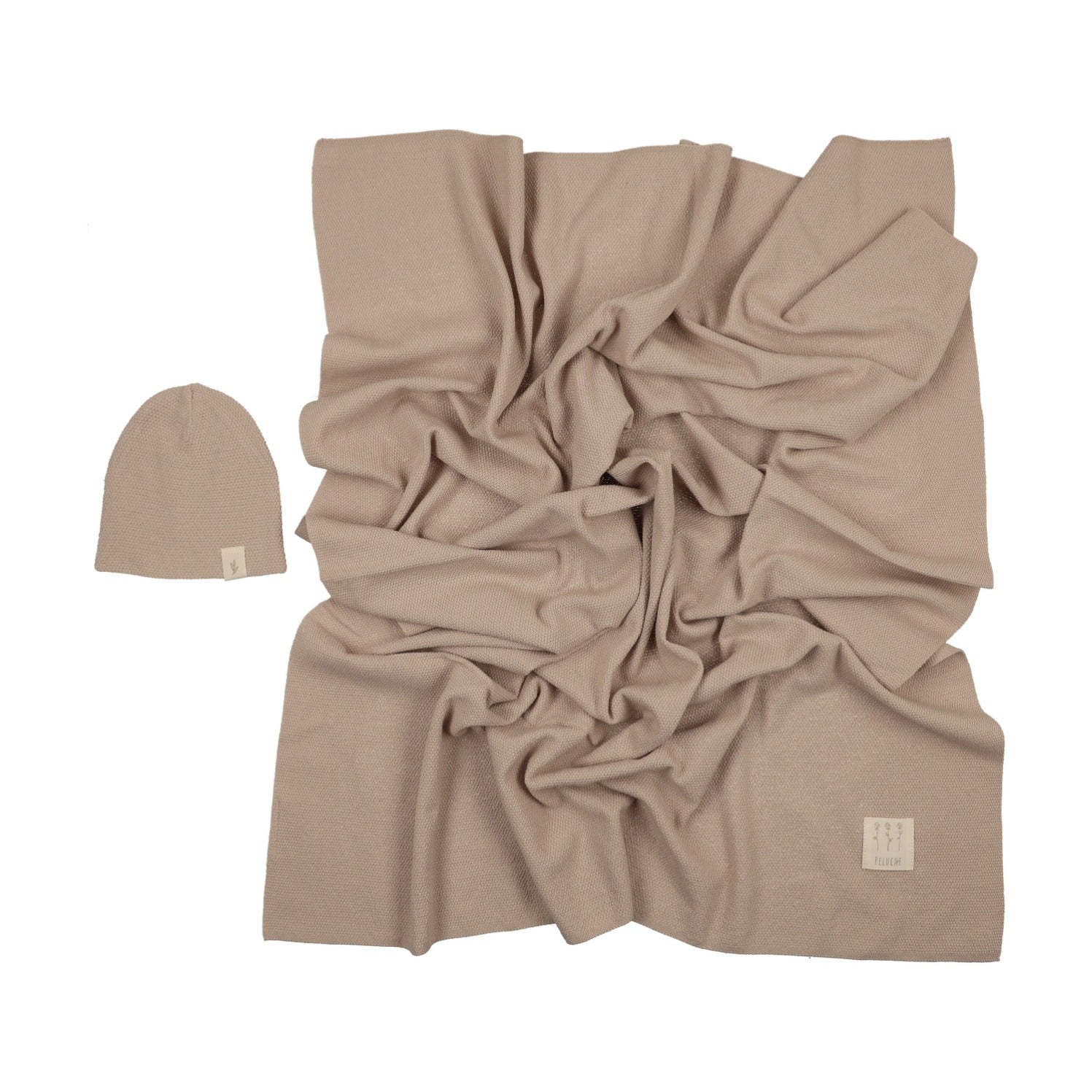 Knit Swaddle + Beanie Set - Taupe