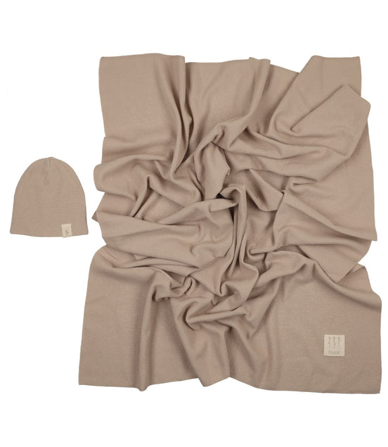 Knit Swaddle + Beanie Set - Taupe