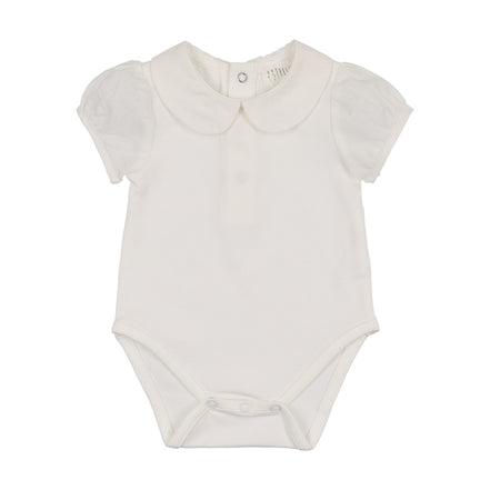 Onesie with Cotton Puff Sleeve - Cream