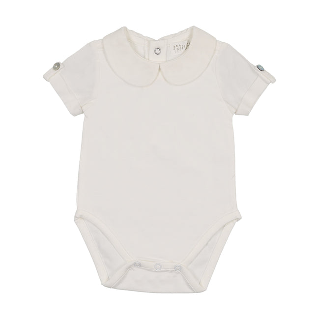 Onesie with Cotton Rollover Sleeve - Cream