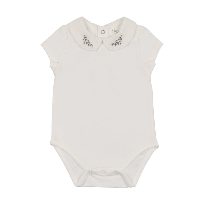 Onesie with Emb Collar - Short Sleeve - Cream/Olive