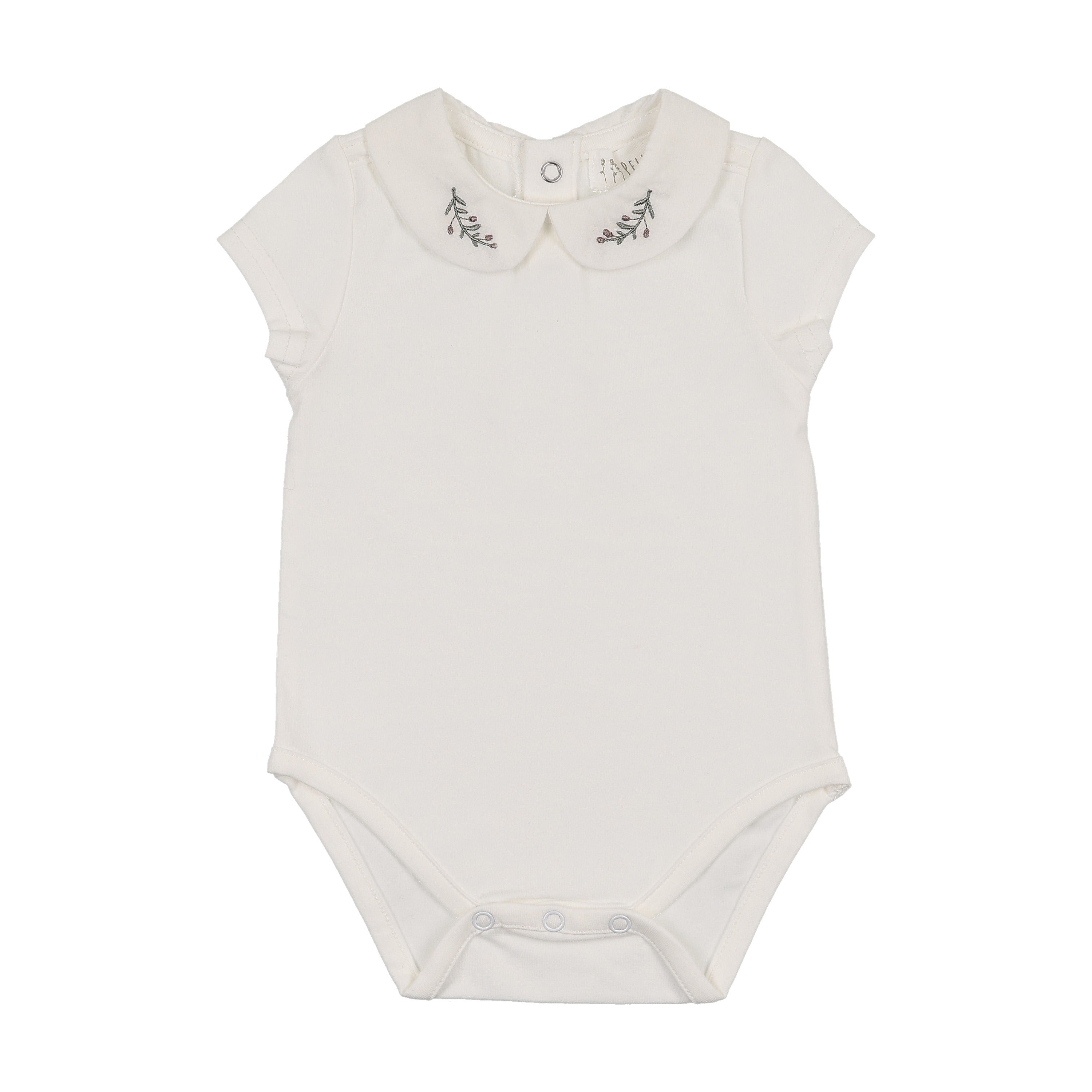 Onesie with Emb Collar - Short Sleeve - Cream/Olive