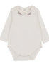 Onesie with Emb Collar - Long Sleeve - Cream/Berry