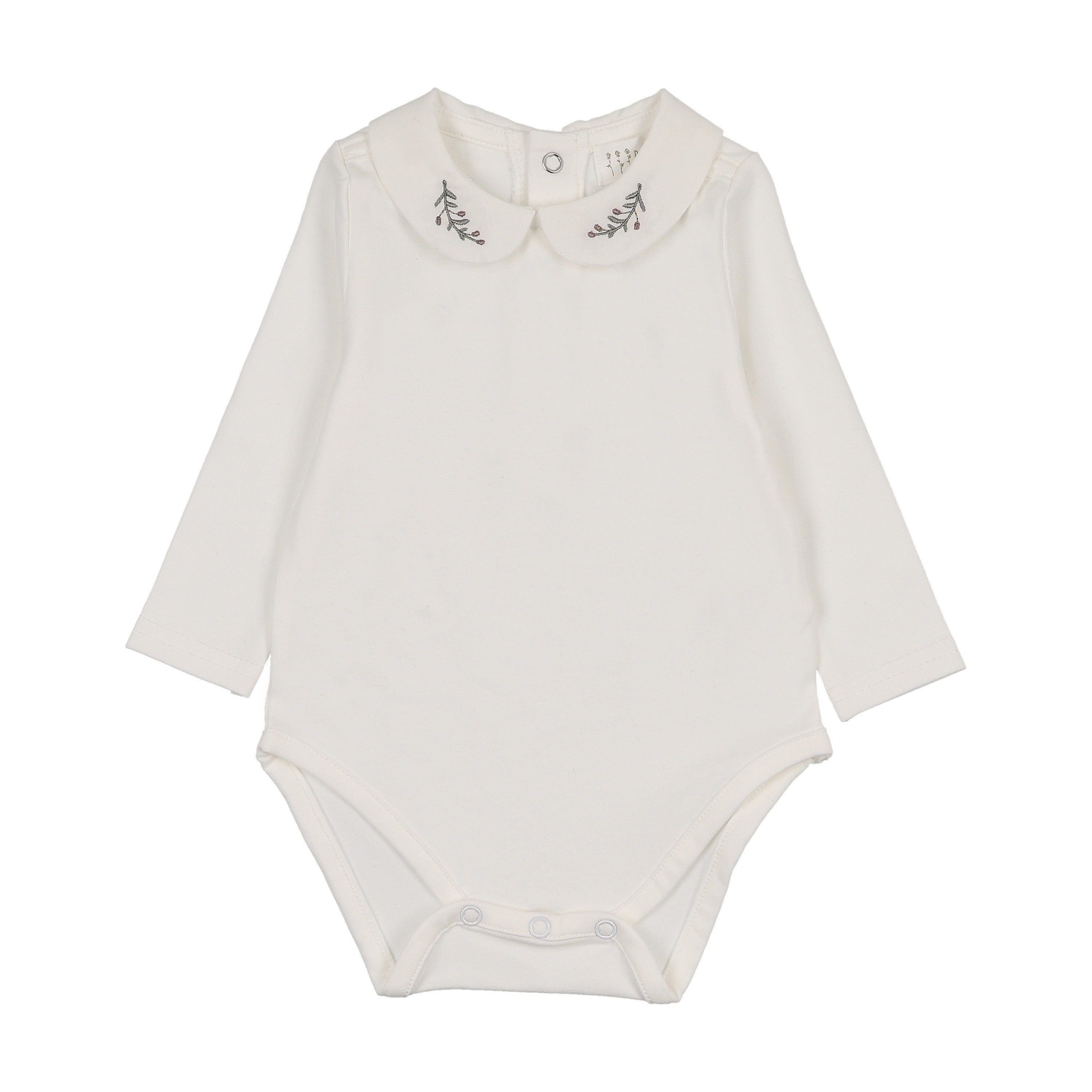Onesie with Emb Collar - Long Sleeve - Cream/Olive