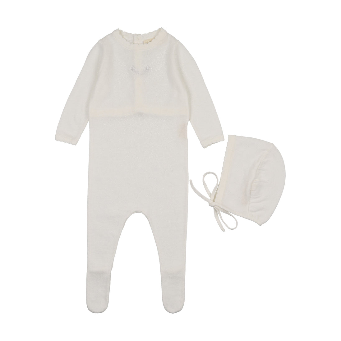 Signature Knit Footie + Bonnet - Cream