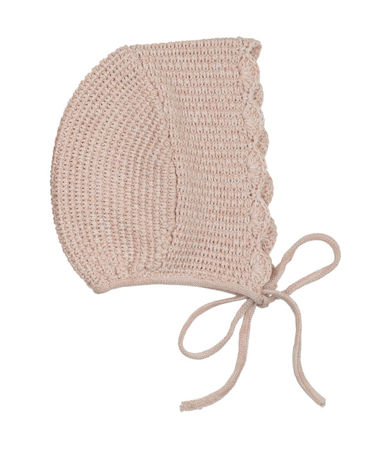Scalloped Mélange Bonnet - Rose