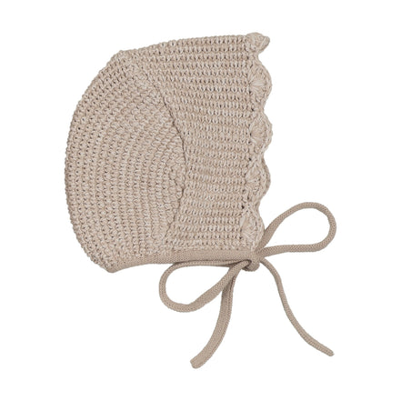 Scalloped Mélange Bonnet - Taupe