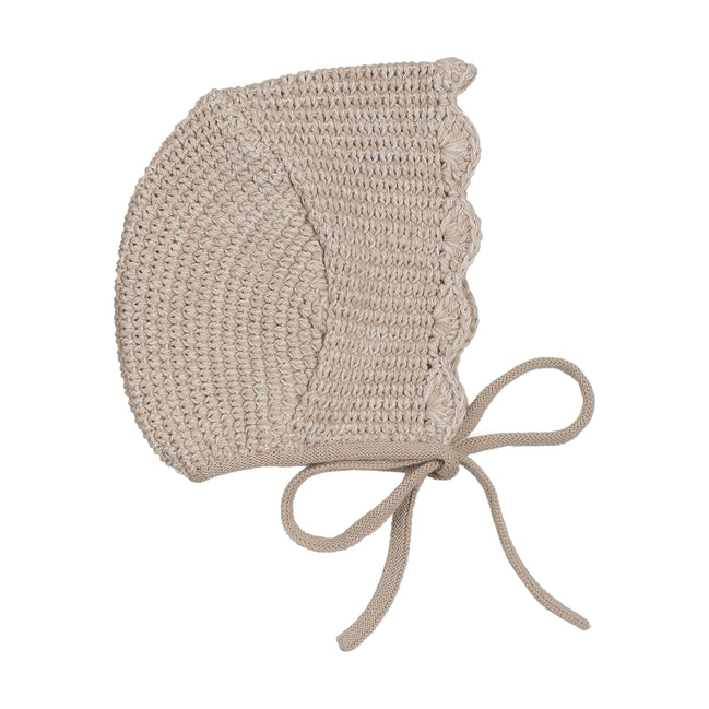 Scalloped Mélange Bonnet - Taupe