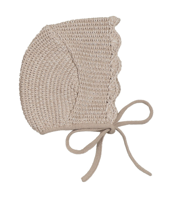 Scalloped Mélange Bonnet - Taupe