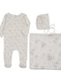 Floral Footie + Bonnet + Swaddle - Pink