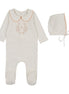 Botanical Footie Set with Collar - Pink