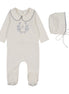 Botanical Footie Set with Collar - Blue