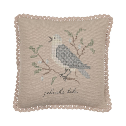 Cross Stitch Knit Pillow - Taupe