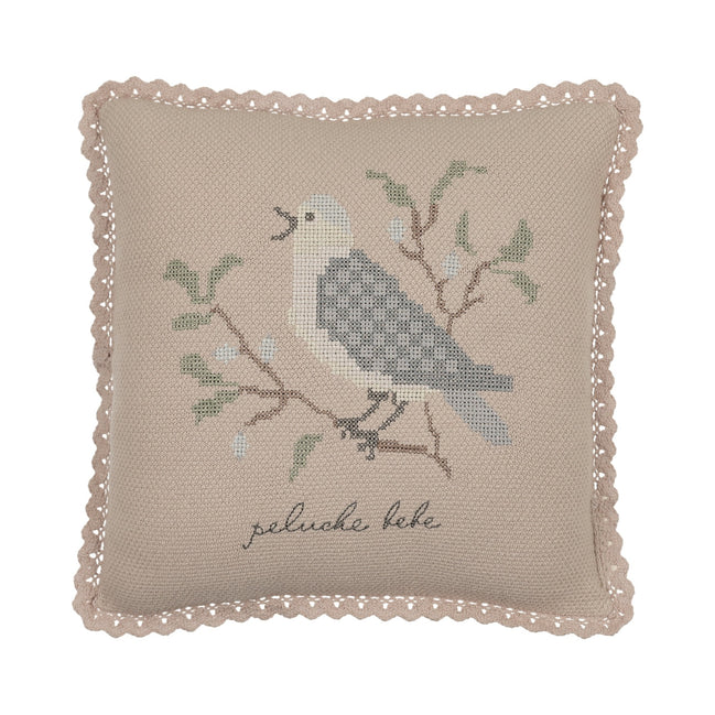 Cross Stitch Knit Pillow - Taupe